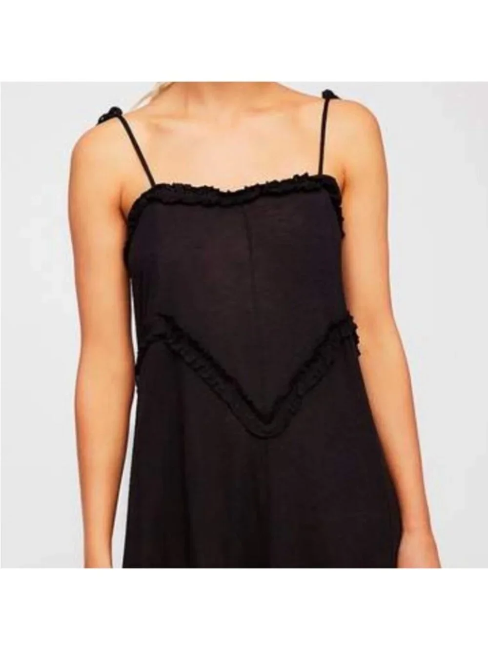 Free People Beach Avalon Maxi Dress Woman Large Dress Flax Tiered Boho Tie Strap